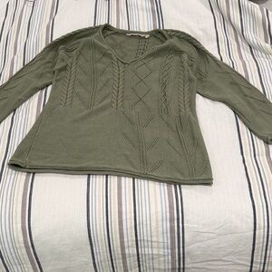 Soft Surroundings Olive V-Neck Sweater